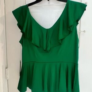 NWT Green Ruffle Sleeveless Top